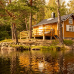 Off-grid Norwegian cabin in the woods powered by solar energy